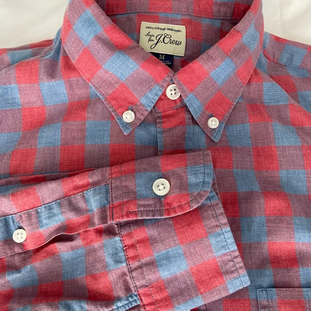 J. Crew Slim Fit Red and Blue Check Button-Down Shirt